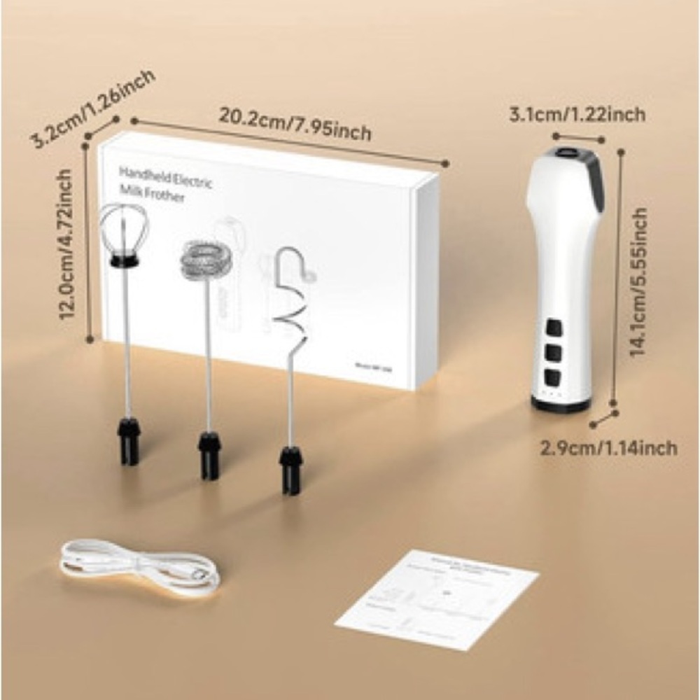 Handheld Electric Milk Frother - White and Black
